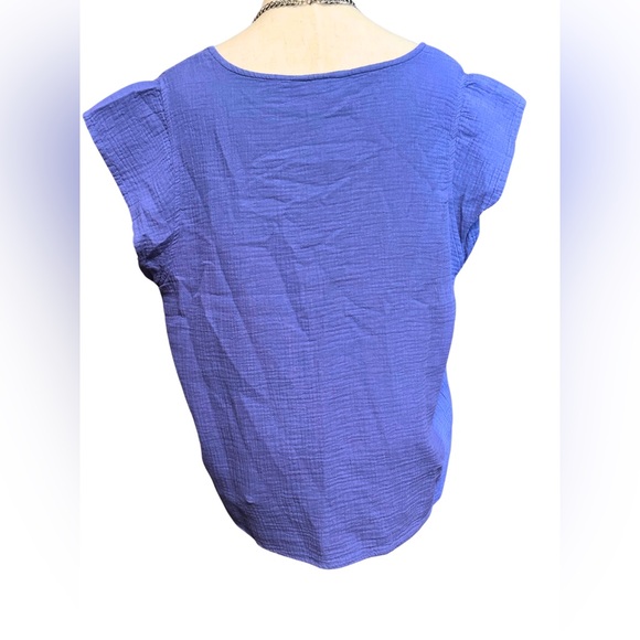 Three Dots Large Double Gauze Top Periwinkle Blue - Picture 2 of 5